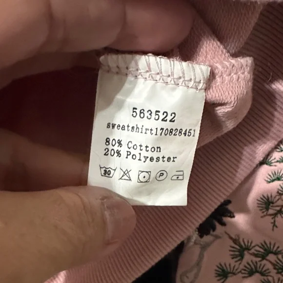 Pink Embroidered Sweatshirt with Crane Embroidery Design Small New - Picture 4 of 5